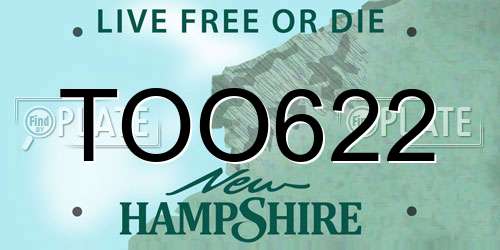 TOO622 New Hampshire License Plate