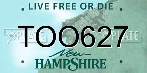 TOO627 New Hampshire License Plate