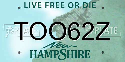 TOO62Z New Hampshire License Plate