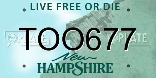 TOO677 New Hampshire License Plate