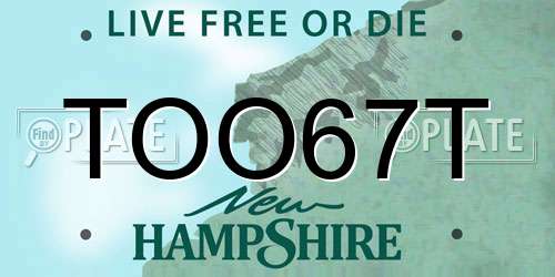 TOO67T New Hampshire License Plate