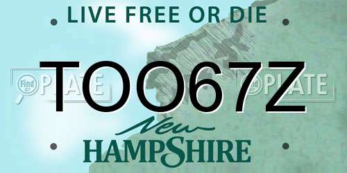 TOO67Z New Hampshire License Plate