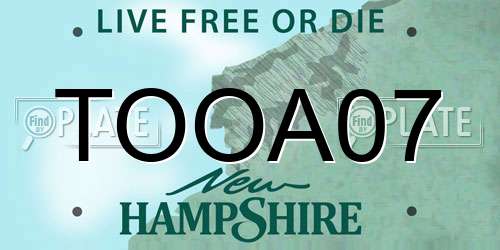 TOOA07 New Hampshire License Plate