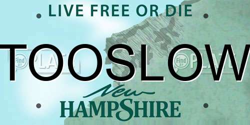 TOOSLOW New Hampshire License Plate