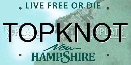 TOPKNOT New Hampshire License Plate