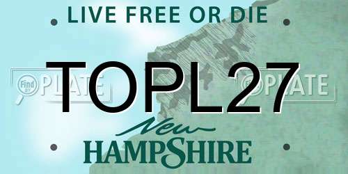 TOPL27 New Hampshire License Plate