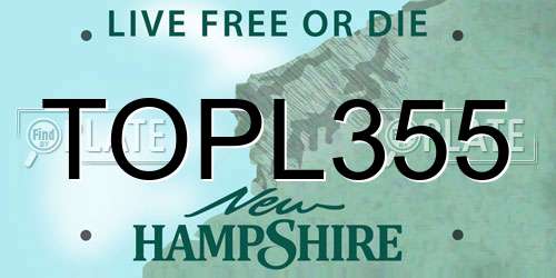 TOPL355 New Hampshire License Plate