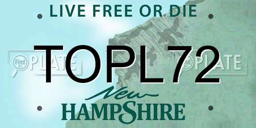 TOPL72 New Hampshire License Plate