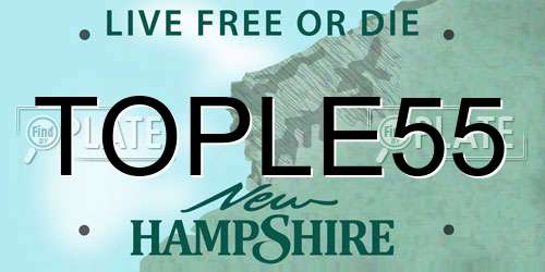 TOPLE55 New Hampshire License Plate