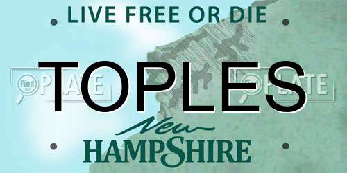 TOPLES New Hampshire License Plate