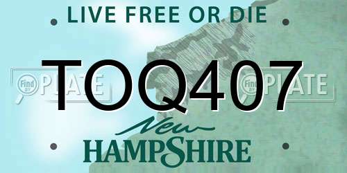 TOQ407 New Hampshire License Plate