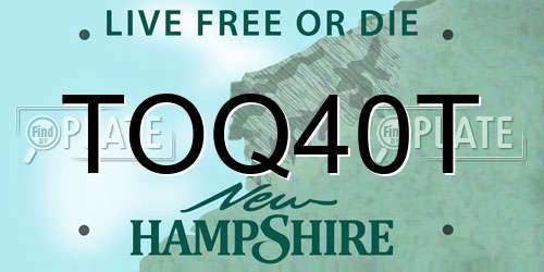 TOQ40T New Hampshire License Plate