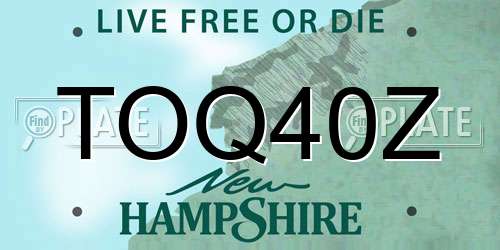 TOQ40Z New Hampshire License Plate