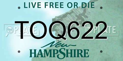 TOQ622 New Hampshire License Plate