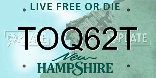 TOQ62T New Hampshire License Plate