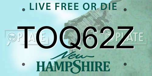 TOQ62Z New Hampshire License Plate