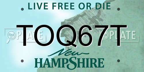TOQ67T New Hampshire License Plate