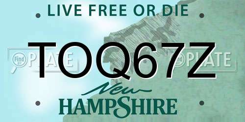 TOQ67Z New Hampshire License Plate