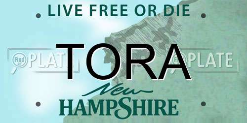 TORA New Hampshire License Plate