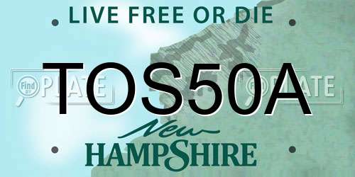 TOS50A New Hampshire License Plate