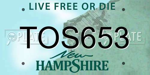 TOS653 New Hampshire License Plate
