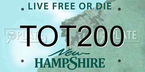 TOT200 New Hampshire License Plate