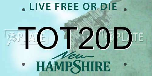 TOT20D New Hampshire License Plate