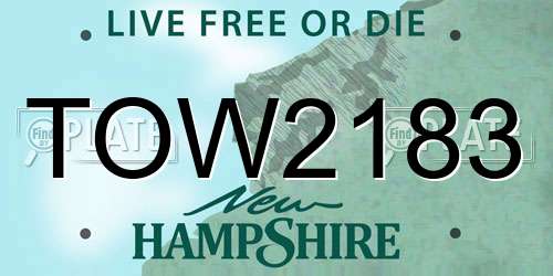 TOW2183 New Hampshire License Plate