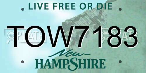 TOW7183 New Hampshire License Plate