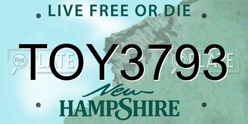 TOY3793 New Hampshire License Plate