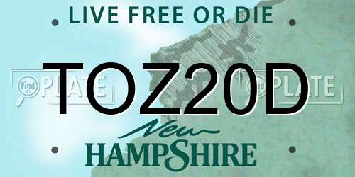 TOZ20D New Hampshire License Plate