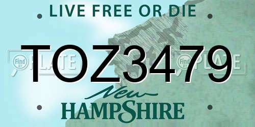 TOZ3479 New Hampshire License Plate