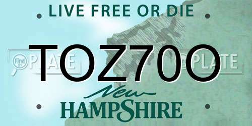 TOZ70O New Hampshire License Plate