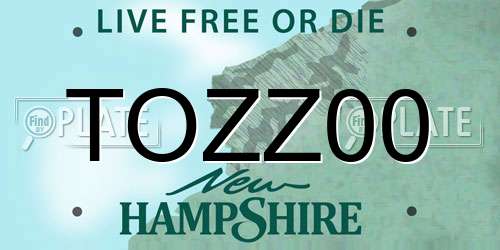 TOZZ00 New Hampshire License Plate