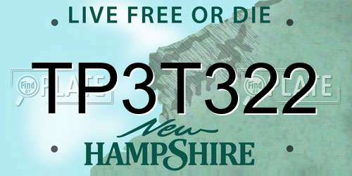 TP3T322 New Hampshire License Plate