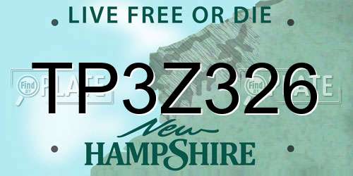TP3Z326 New Hampshire License Plate