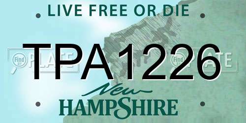 TPA1226 New Hampshire License Plate