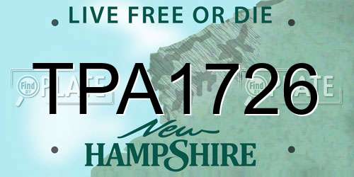 TPA1726 New Hampshire License Plate