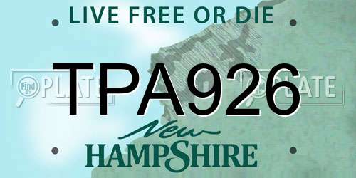 TPA926 New Hampshire License Plate