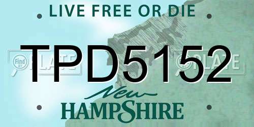 TPD5152 New Hampshire License Plate