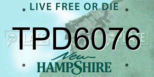 TPD6076 New Hampshire License Plate