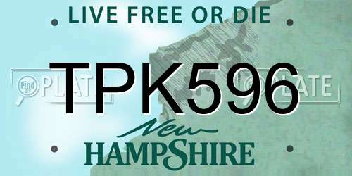 TPK596 New Hampshire License Plate