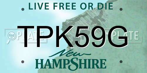TPK59G New Hampshire License Plate