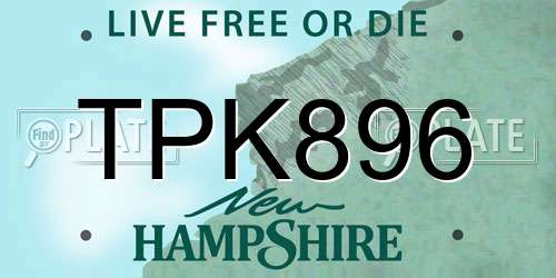 TPK896 New Hampshire License Plate
