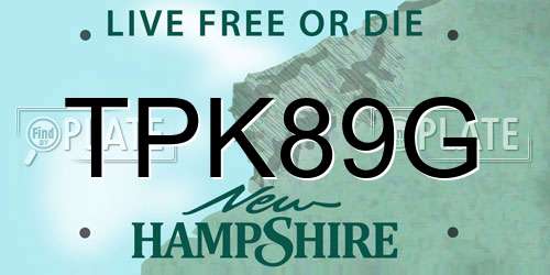 TPK89G New Hampshire License Plate