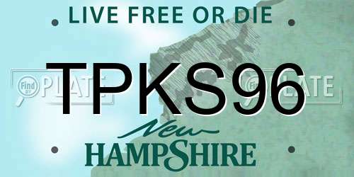TPKS96 New Hampshire License Plate