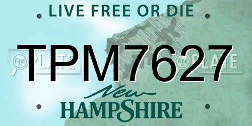 TPM7627 New Hampshire License Plate