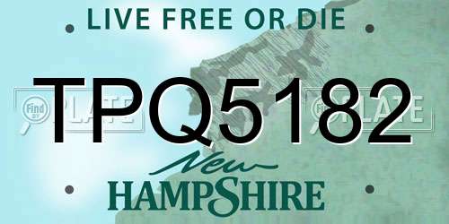 TPQ5182 New Hampshire License Plate