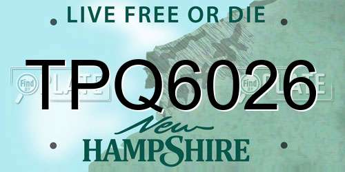 TPQ6026 New Hampshire License Plate