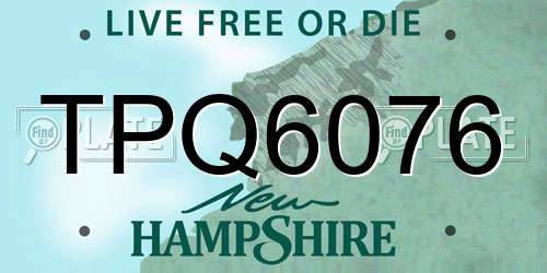 TPQ6076 New Hampshire License Plate